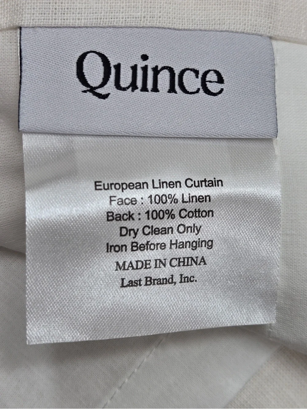 QUINCE Set Of 2 48x84 European Linen Curtains White 0495